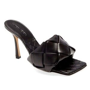 $1500 Bottega Veneta Lido Mules Womens Leather Heels Sandal Black Size 38 / US 8